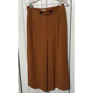 Topshop Pants Womens High Waist Wide Leg Orange Rust Polyester Size 8